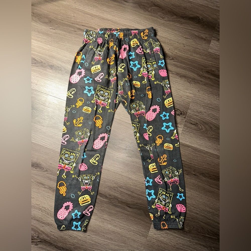 womens SpongeBob Neon SquarePants Fleece Jogger Sweatpants Size S